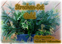 Weihnachtsbaum-Schmuck, Rennstrecken 6-fach, Kunststoff, Farbe Gold